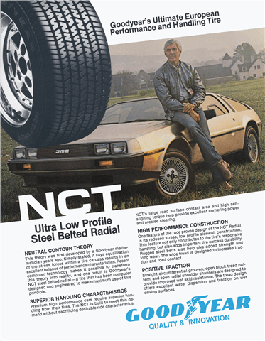 Goodyear NCT Tire Poster | DeLoreanDirectory.com