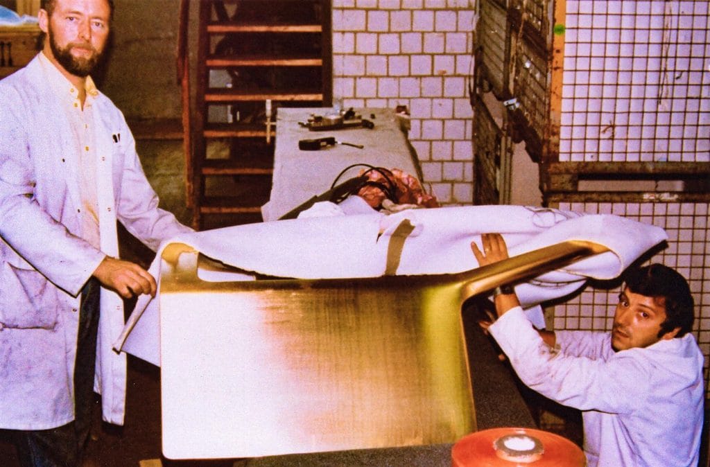 Stuart (right) and George (left) pack a door at Holden | DeLoreanDirectory.com Stuart (right) and George (left) pack a door at Holden | DeLoreanDirectory.com