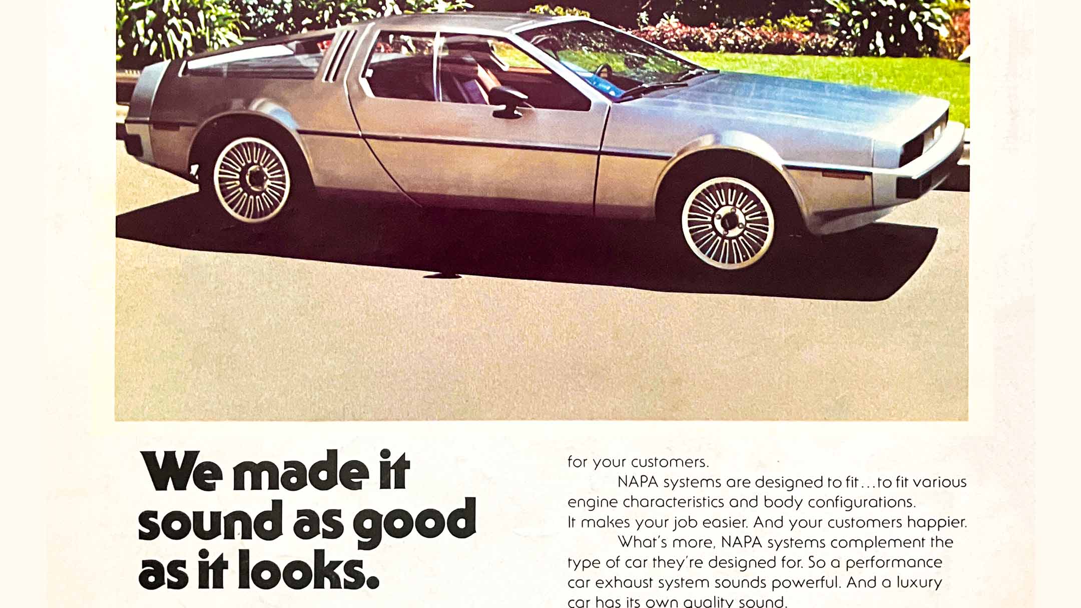 DeLorean NAPA Exhaust Systems Ad | DeLoreanDirectory.com