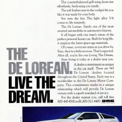 The De Lorean - Live The Dream ad | DeLoreanDirectory.com